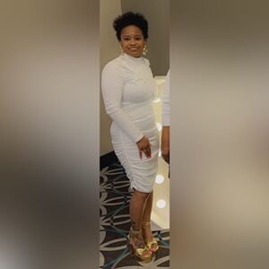 White midi bodycon dress